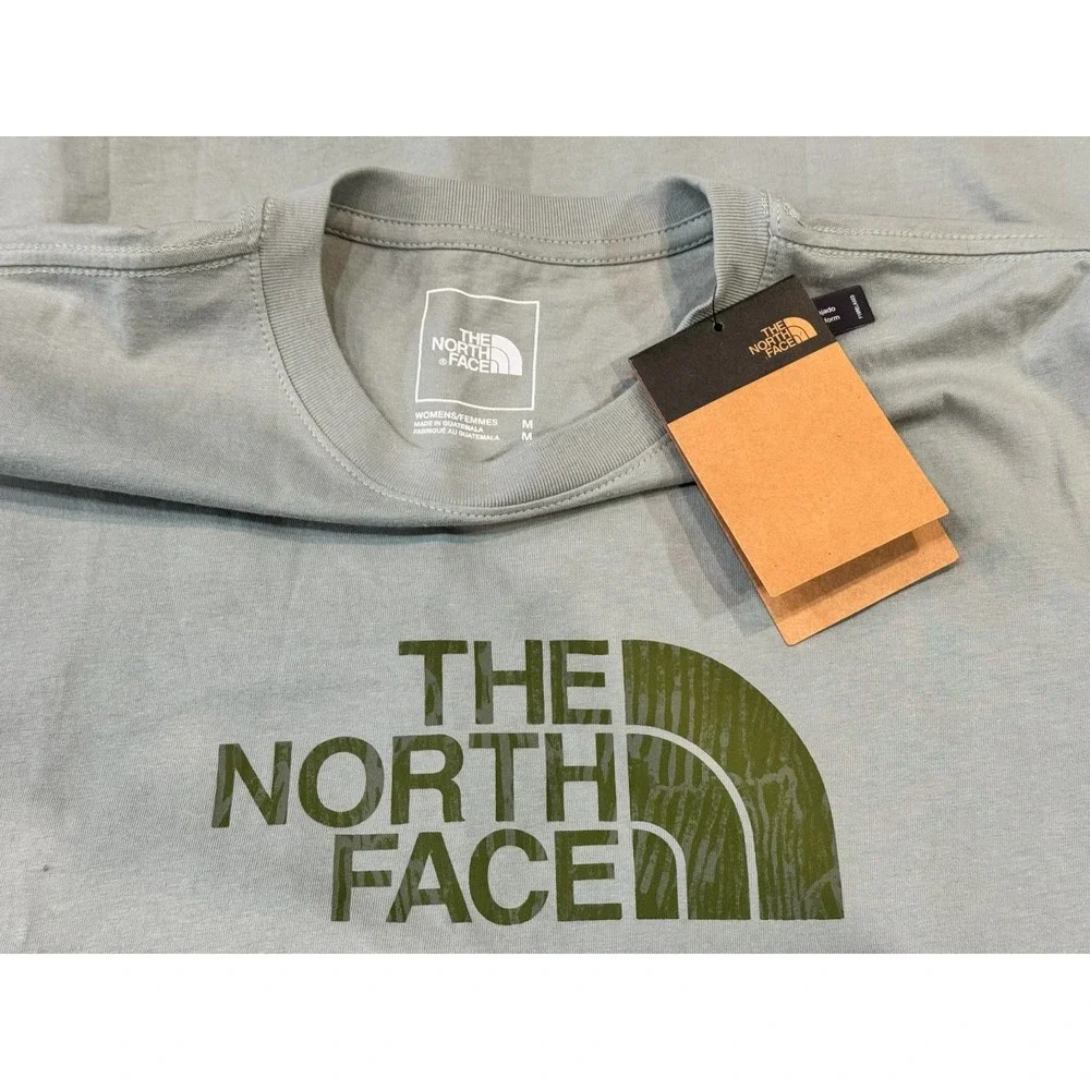 The North Face Womens Half Dome Logo T-Shirt Sage Green Cotton Tee Size M NEW - Picture 5 of 7